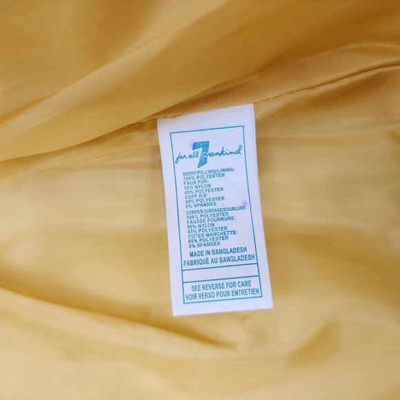 7 For All Mankind Toddler Yellow Winter Puffer Coat With Faux Fur Hood 3T NWOT - Picture 6 of 10